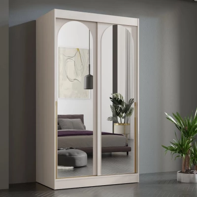 Szekrény tükörrel 120 cm IVAFE - kasmír / arany