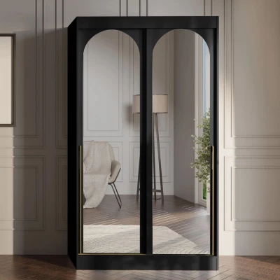 Szekrény tükörrel 120 cm IVAFE - fekete / arany