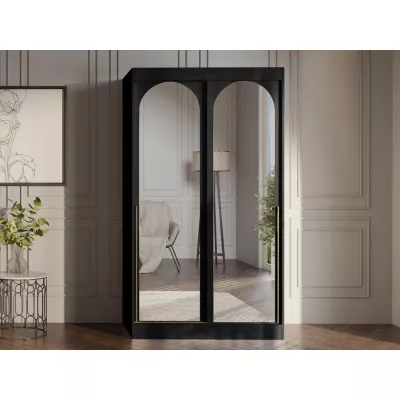 Szekrény tükörrel 120 cm IVAFE - fekete / arany