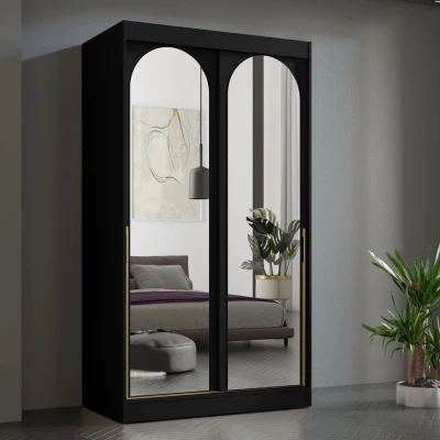 Szekrény tükörrel 120 cm IVAFE - fekete / arany