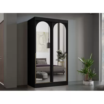 Szekrény tükörrel 120 cm IVAFE - fekete / arany