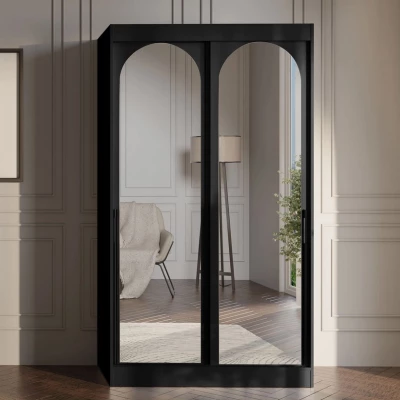 Szekrény tükörrel 120 cm IVAFE - fekete