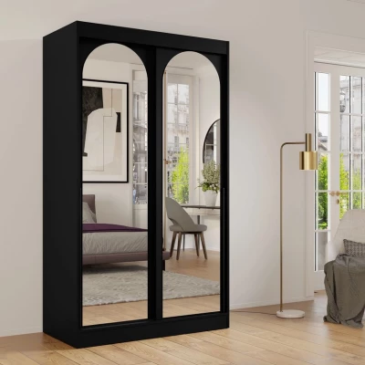 Szekrény tükörrel 120 cm IVAFE - fekete