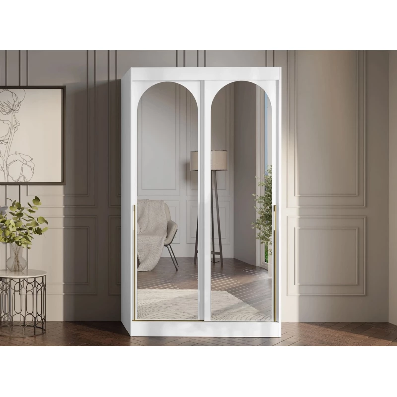 Szekrény tükörrel 120 cm IVAFE - fehér / arany