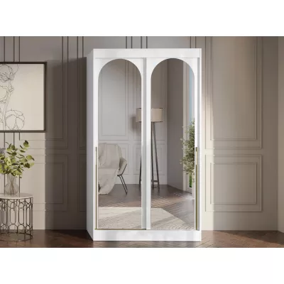 Szekrény tükörrel 120 cm IVAFE - fehér / arany