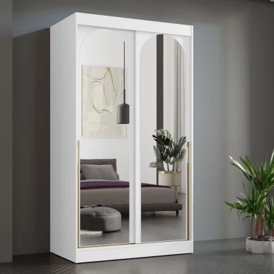 Szekrény tükörrel 120 cm IVAFE - fehér / arany