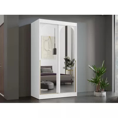 Szekrény tükörrel 120 cm IVAFE - fehér / arany