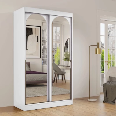 Szekrény tükörrel 120 cm IVAFE - fehér / arany