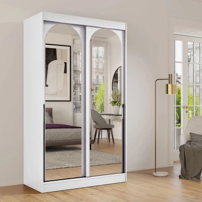 Szekrény tükörrel 120 cm IVAFE - fehér / fekete