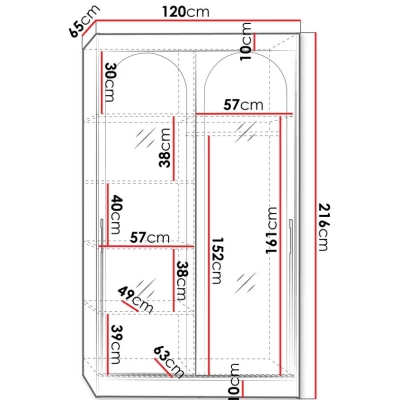 Szekrény tükörrel 120 cm IVAFE - kasmír / arany