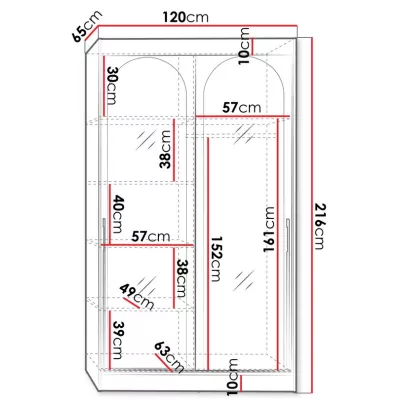 Szekrény tükörrel 120 cm IVAFE - kasmír / arany