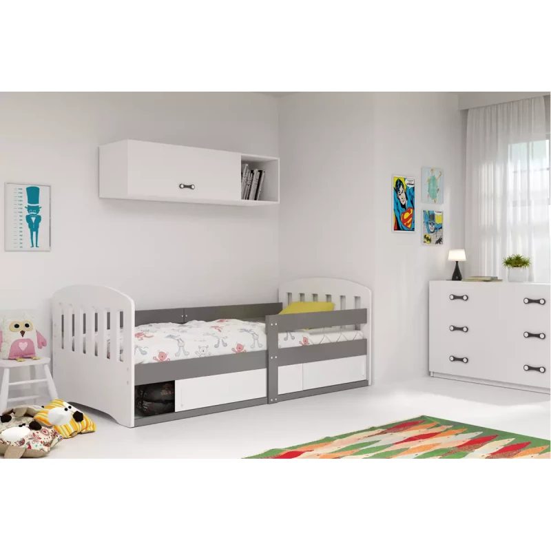 Gyerekágy 80x160 GAVRIL tárolóhellyel - szürke / fehér