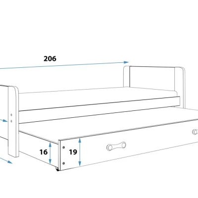 Egyszemélyes ágy 80x200 NASIA - szürke / fehér