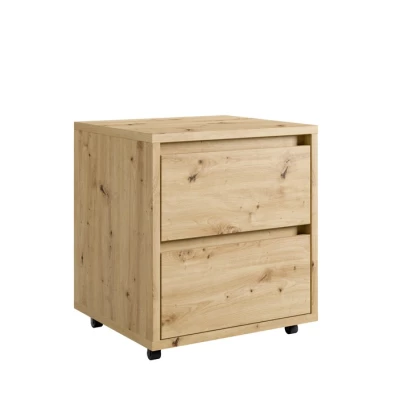 RUSHFORD kerekes íróasztal-konténer - artisan tölgy