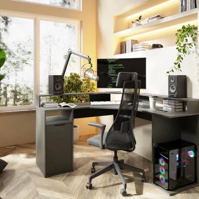 Sarok PC asztal CURUMANI - grafit