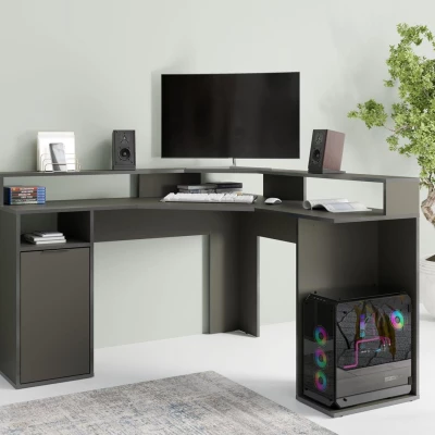Sarok PC asztal CURUMANI - grafit