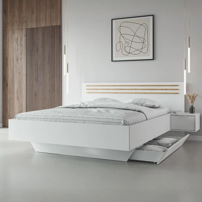Franciaágy 180x200 TURBO - artisan tölgy / fehér + 2 db éjjeliszekrény INGYEN