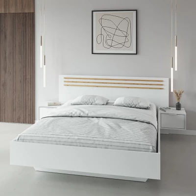 Franciaágy 160x200 TURBO - artisan tölgy / fehér + 2 db éjjeliszekrény INGYEN