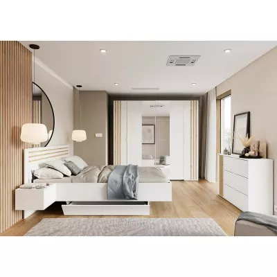Franciaágy 160x200 TURBO - artisan tölgy / fehér + 2 db éjjeliszekrény INGYEN