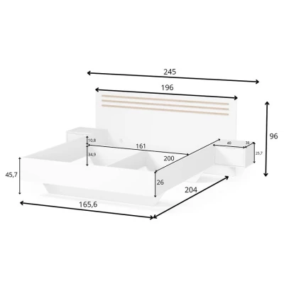 Franciaágy 160x200 TURBO - artisan tölgy / fehér + 2 db éjjeliszekrény INGYEN