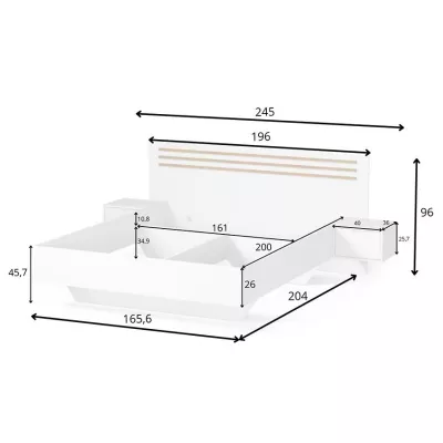 Franciaágy 160x200 TURBO - artisan tölgy / fehér + 2 db éjjeliszekrény INGYEN