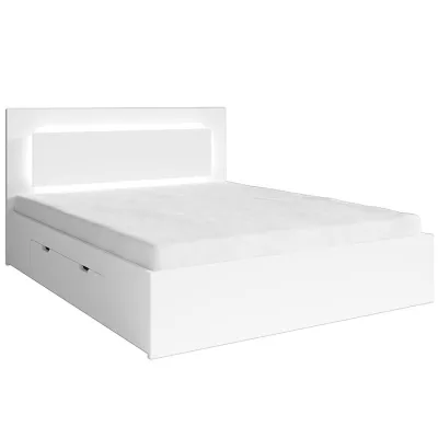 Franciaágy fiókokkal 140x200 DUITAMA - fehér + INGYENES LED világítás