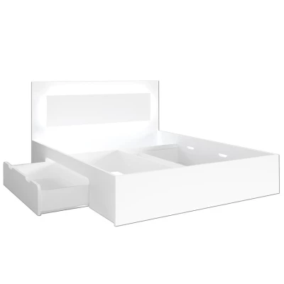 Franciaágy fiókokkal 140x200 DUITAMA - fehér + INGYENES LED világítás