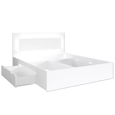 Franciaágy fiókokkal 140x200 DUITAMA - fehér + INGYENES LED világítás