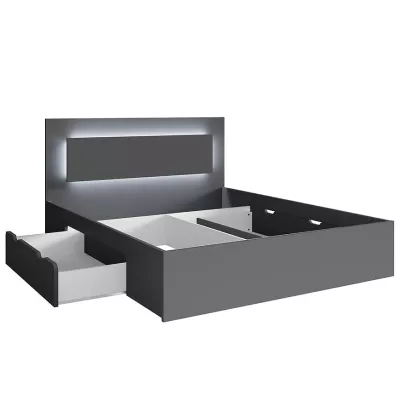 Franciaágy fiókokkal 160x200 DUITAMA - grafitszürke + INGYENES LED világítás