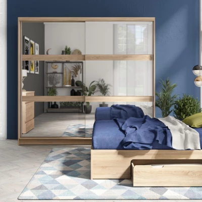 Franciaágy fiókokkal 160x200 DUITAMA - sonoma tölgy + INGYENES LED világítás