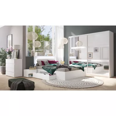 Franciaágy fiókokkal 140x200 DUITAMA - fehér + INGYENES LED világítás