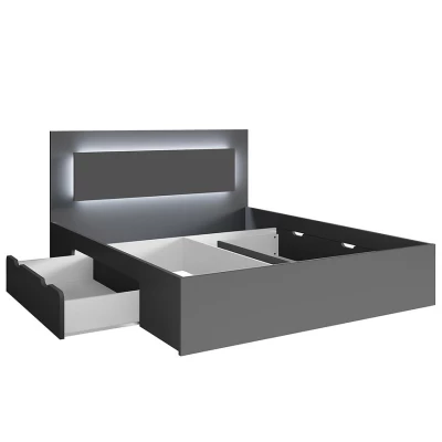 Franciaágy fiókokkal 140x200 DUITAMA - grafitszürke + INGYENES LED világítás