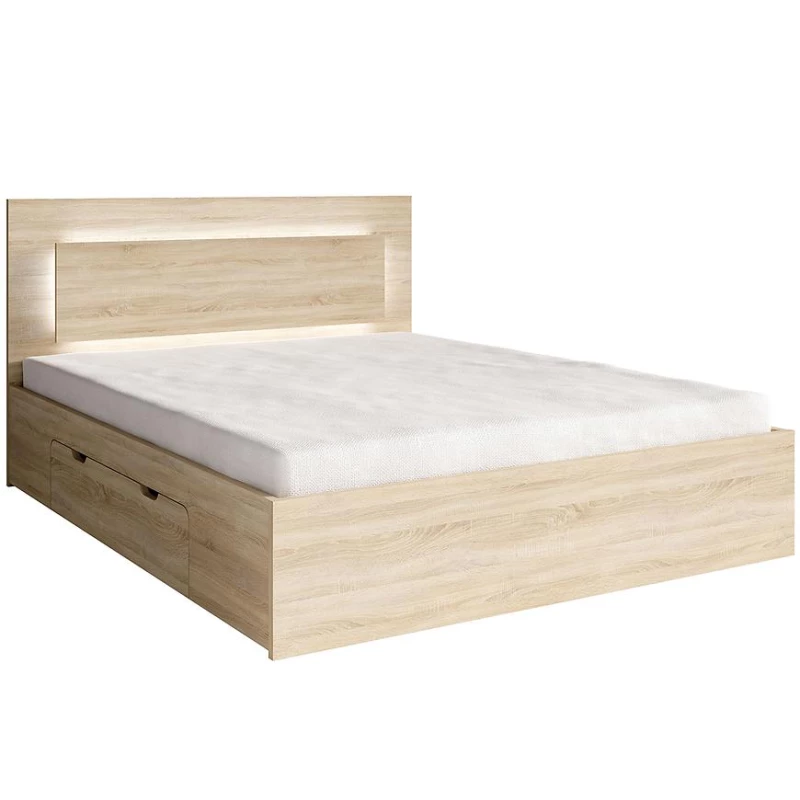 Franciaágy fiókokkal 140x200 DUITAMA - sonoma tölgy + INGYENES LED világítás