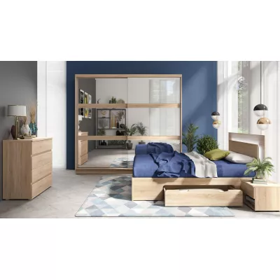 Franciaágy fiókokkal 140x200 DUITAMA - sonoma tölgy + INGYENES LED világítás