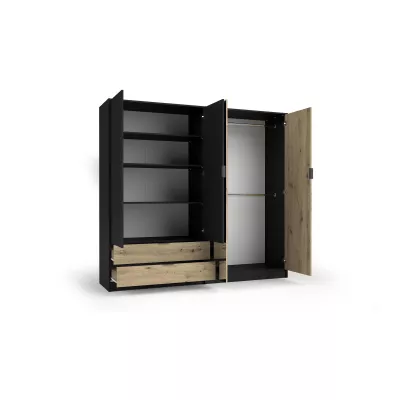 Nagy tükrös gardrób 221 cm SALAMINA - artisan tölgy / fekete grafit