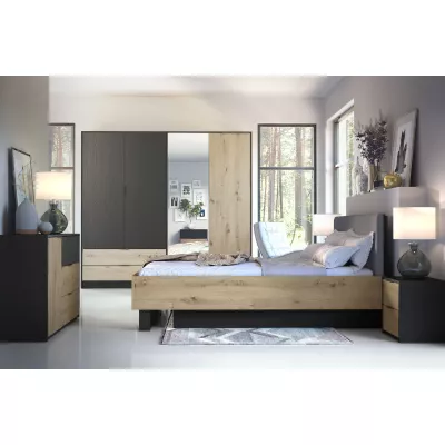 Nagy tükrös gardrób 221 cm SALAMINA - artisan tölgy / fekete grafit