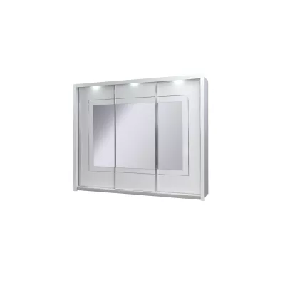 Nagy tükrös gardrób 208 cm PAMPLONA - alpesi fehér / fényes fehér + INGYENES LED világítás