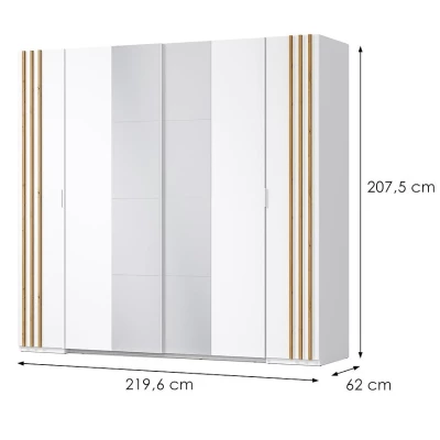 Nagy tükrös gardrób 220 cm TURBO - artisan tölgy / fehér