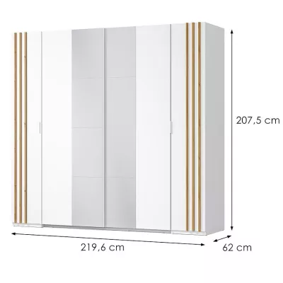 Nagy tükrös gardrób 220 cm TURBO - artisan tölgy / fehér