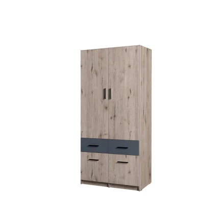 Kombinált gardrób 92 cm FUNZA 3 - wellington tölgy / grafit