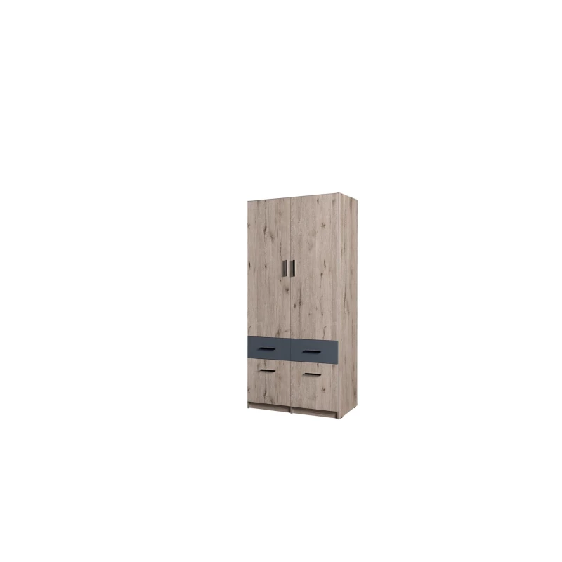Kombinált gardrób 92 cm FUNZA 3 - wellington tölgy / grafit