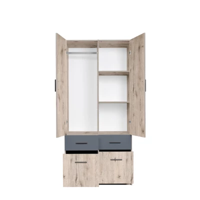 Kombinált gardrób 92 cm FUNZA 3 - wellington tölgy / grafit