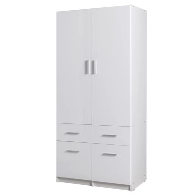Kombinált szekrény 92 cm FUNZA 3 - alpesi fehér / fényes fehér