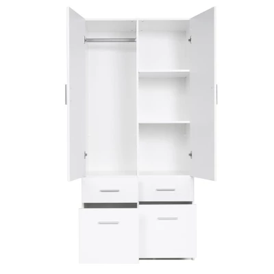 Kombinált szekrény 92 cm FUNZA 3 - alpesi fehér / fényes fehér