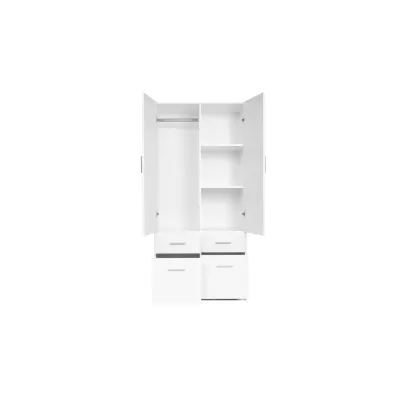 Kombinált szekrény 92 cm FUNZA 3 - alpesi fehér / fényes fehér