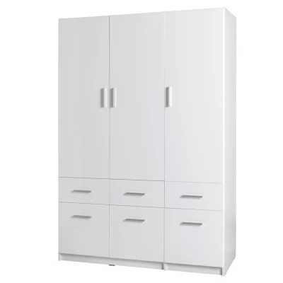 Széles gardrób 136 cm FUNZA 4 - alpesi fehér / fényes fehér