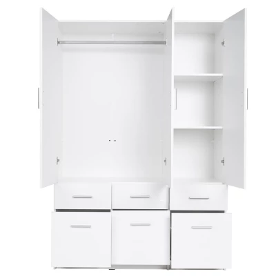 Széles gardrób 136 cm FUNZA 4 - alpesi fehér / fényes fehér