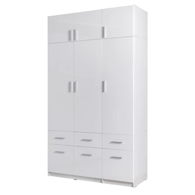 Széles gardrób bővítmény 136 cm FUNZA 4 - alpesi fehér / fényes fehér