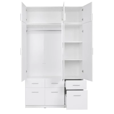Széles gardrób bővítmény 136 cm FUNZA 4 - alpesi fehér / fényes fehér