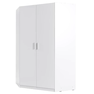 Sarokgardrób 117 cm FUNZA 5 - alpesi fehér / fényes fehér